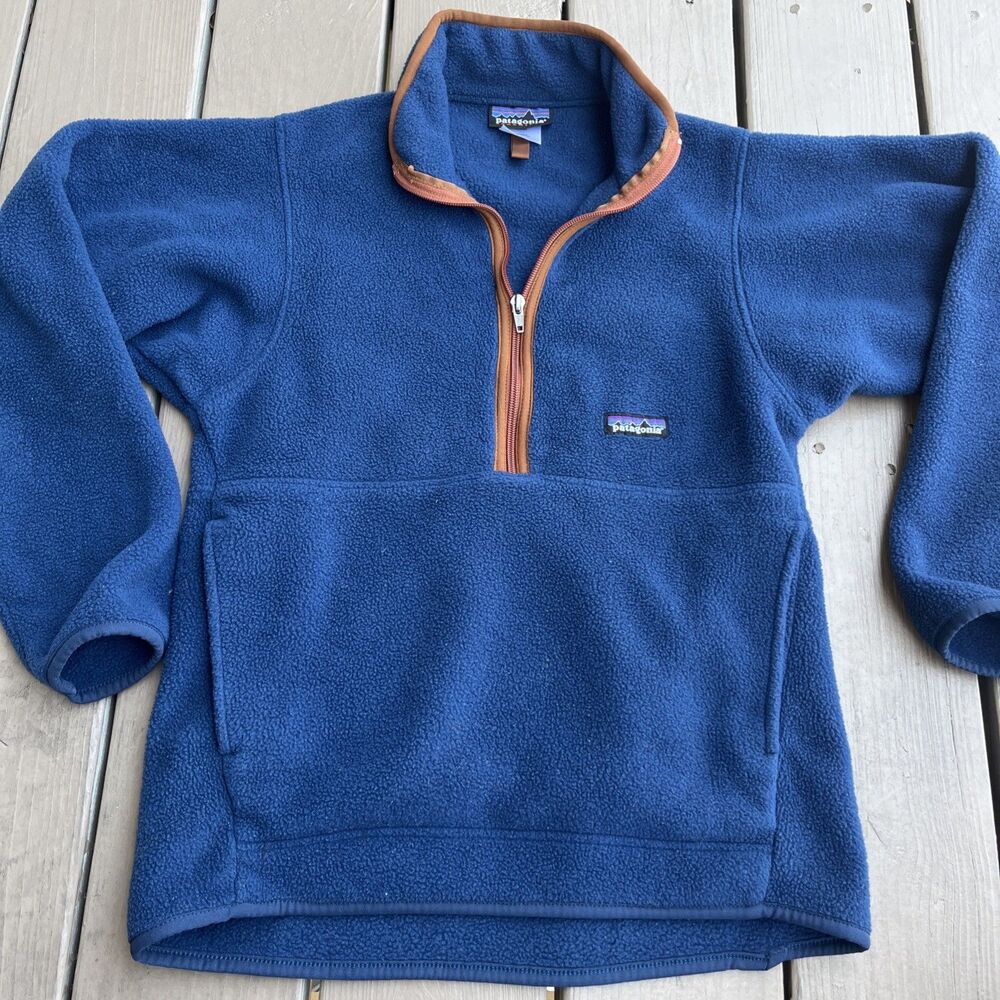 PATAGONIA SYNCHILLA Women's 1/2 Zip Pullover Sweater Blue Fleece Pocket Size XS